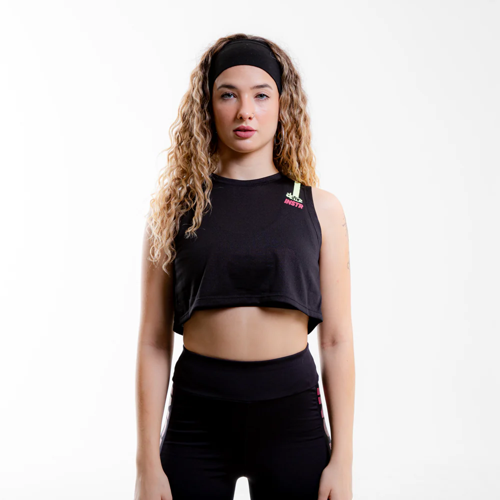 REGATA CROPPED FITDANCE INSTRUCTOR PRETO EST AMARELO - Image 7
